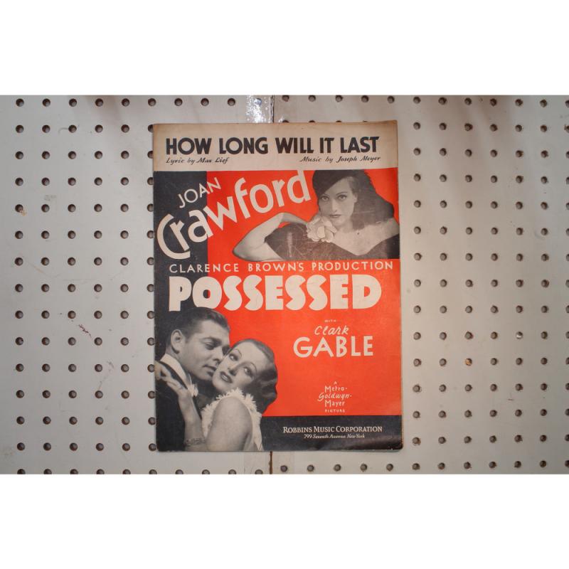 1908 - How long will it last possessed Clark Gable Joan Crawford - Sheet Music