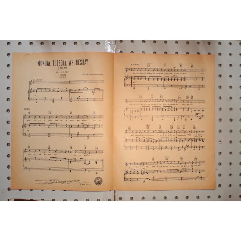 1949 - MONDAY, TUESDAY, WEDNESDAY ( I LOVE YOU ) BY ROSS PARKER - Sheet Music