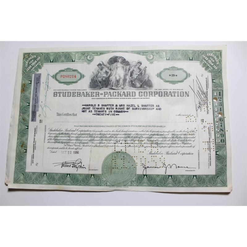 1959 Studebaker-Packard Corporation Stock Certificate 25 Shares P080214