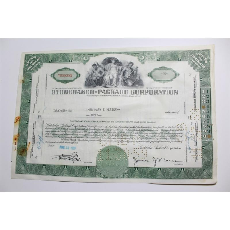 1959 Studebaker-Packard Corporation Stock Certificate 40 Shares Y05832