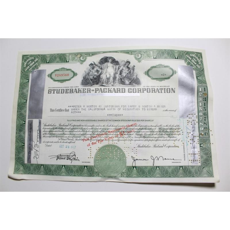 1959 Studebaker-Packard Corporation Stock Certificate 2 Shares Y089560