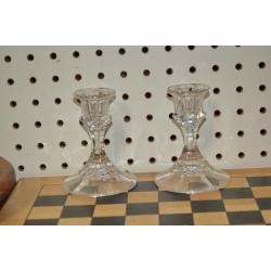 Vintage Set of 2 Libby Glass Candle Holders 
